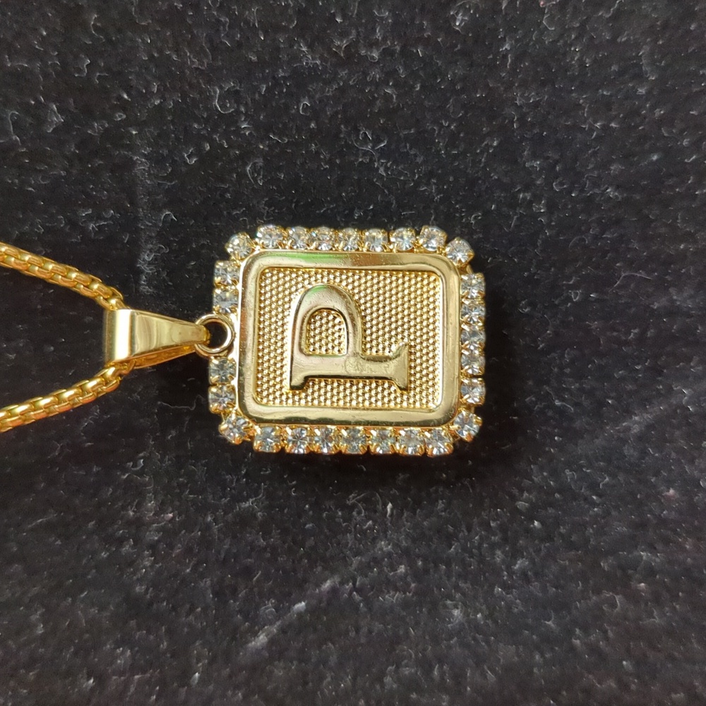 NWOT (262) Gold toned Necklace with Initial "P" Pendant - costume jewelry